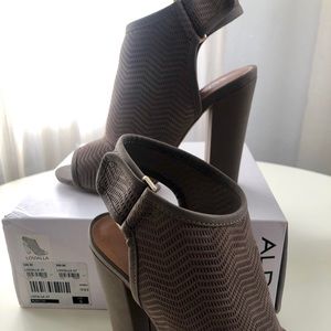 Aldo Taupe Open Toe Booties